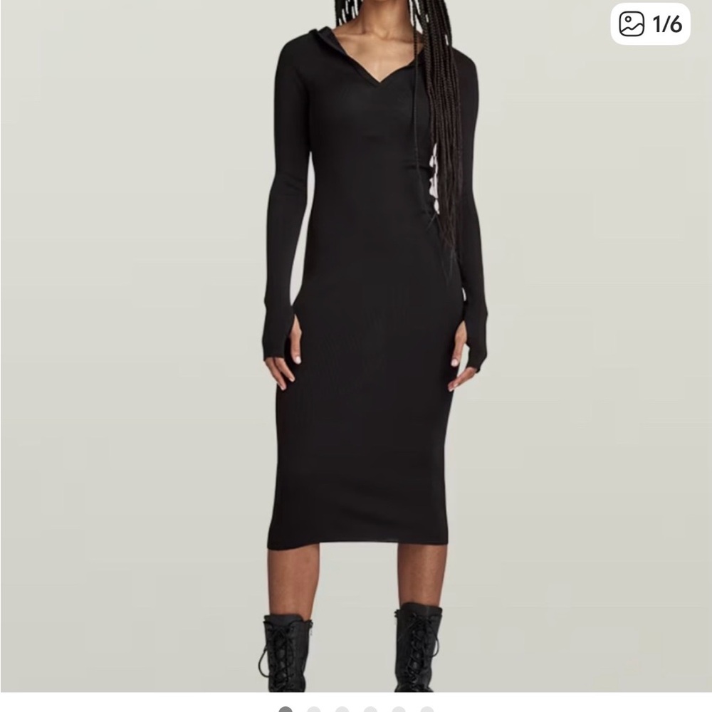 G-Star merino wool hooded Black Long Sleeve Dress